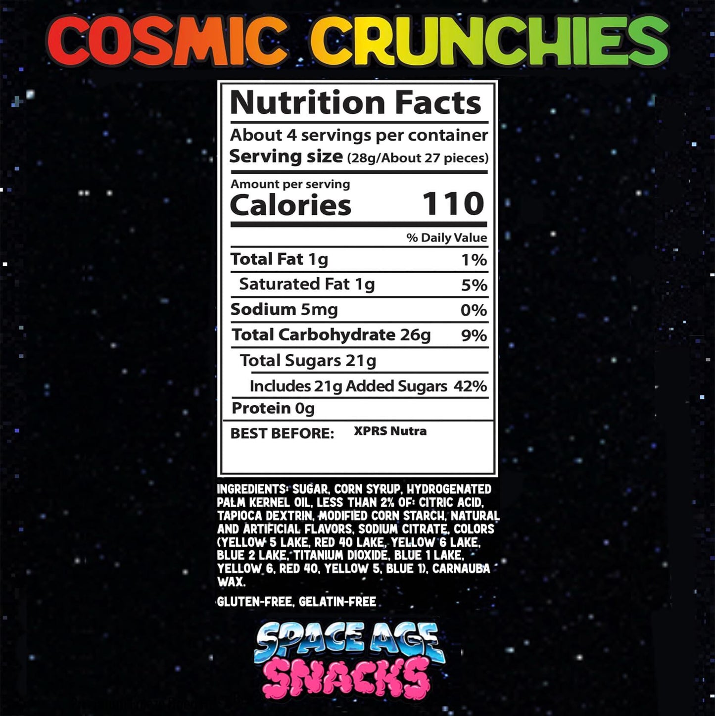Premium Freeze Dried Candy - 4 Ounce Original Cosmic Crunchies Freeze Dried Candy Shipped in Box for Extra Protection - Space Age Snacks Freeze Dry Crunchies for All Ages - Collins Global Snack Store