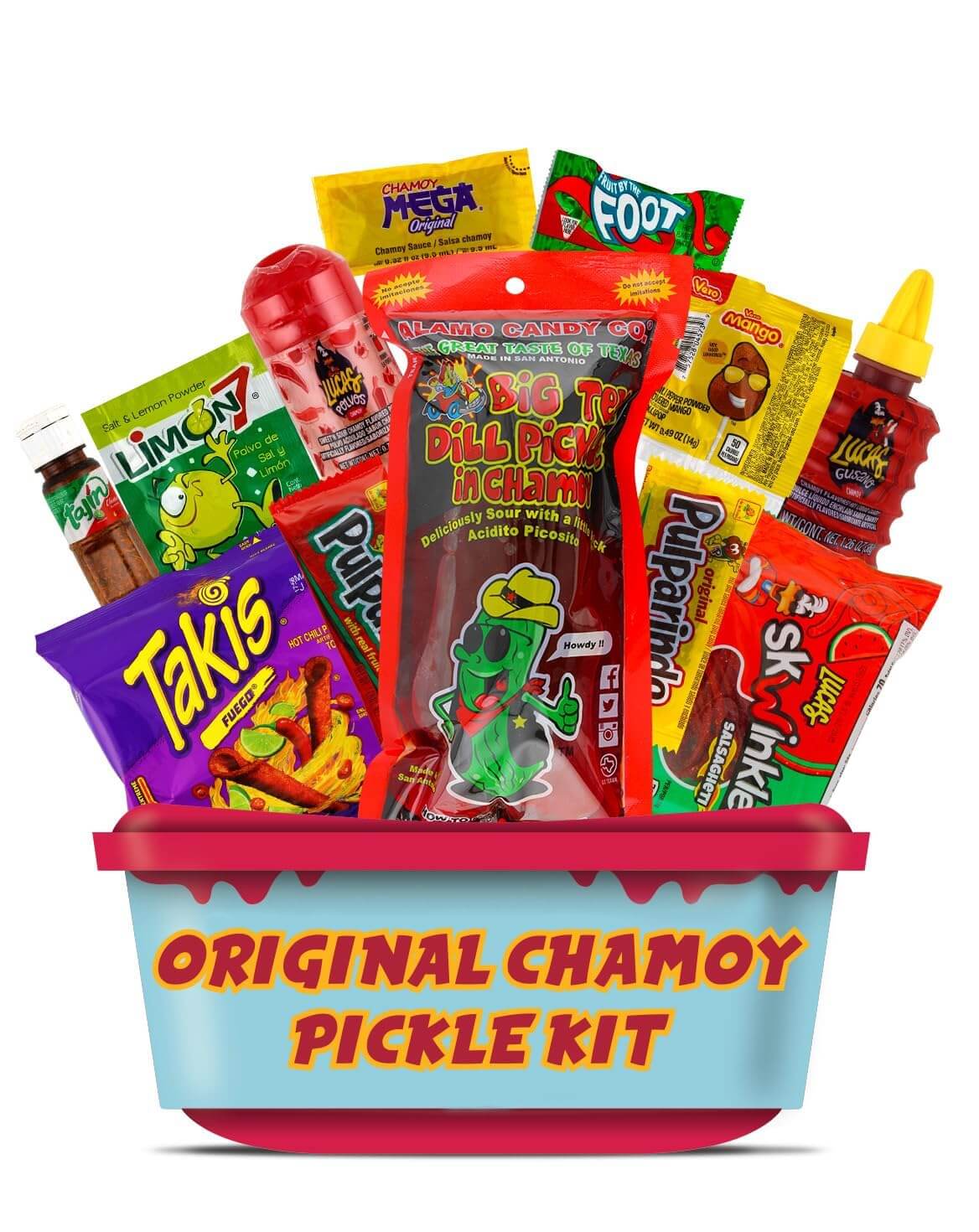 Chamoy Pickle Kit, Mexican Candy Mix Ready to make the Famous TikTok Trend, Includes Original Alamo Dill Pickle, Baby Lucas, Lucas Gusano, Skwinkles Salsaghetti &amp; Pulparindo by LookOn - Collins Global Snack Store