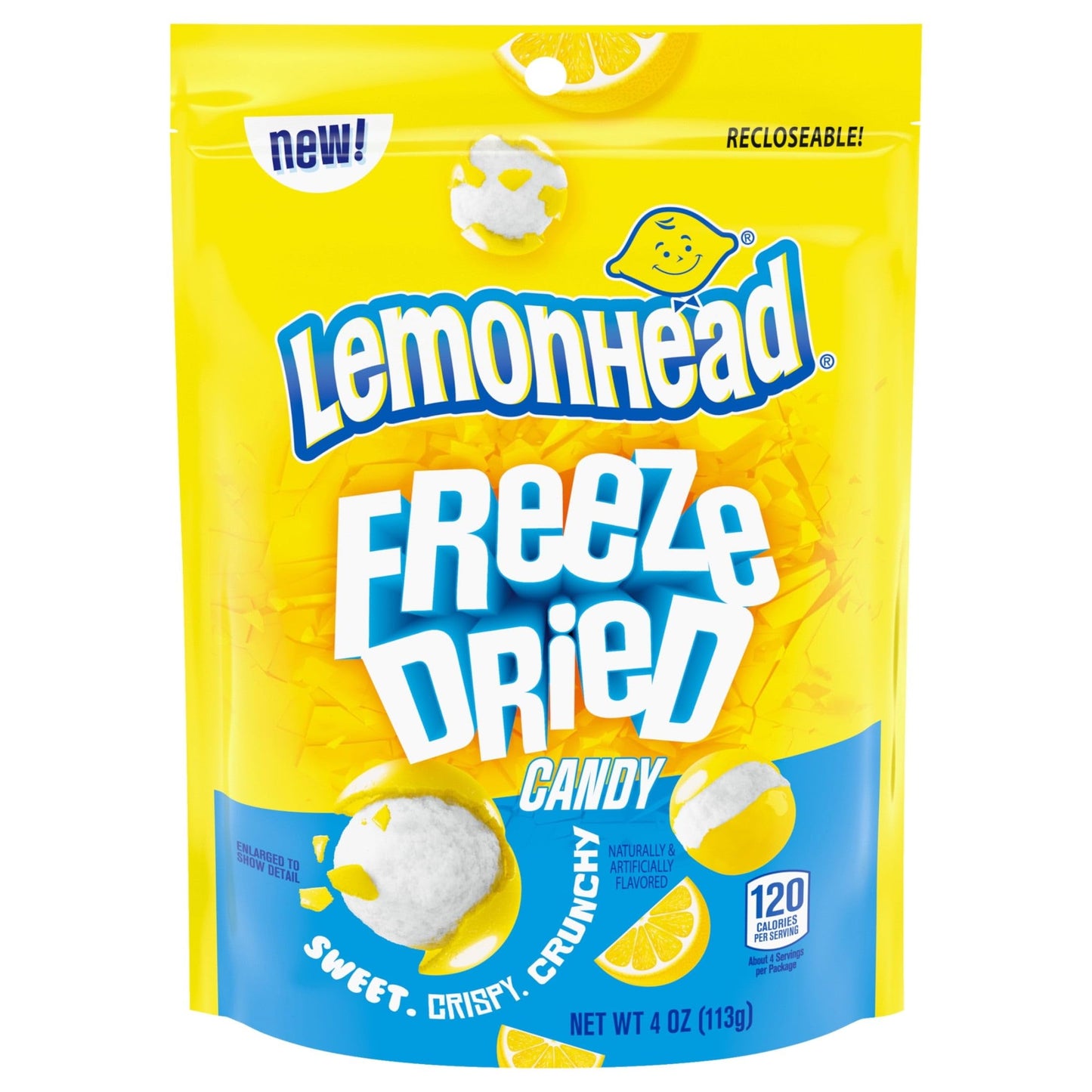 Lemonhead Freeze Dried Candy - Viral TikTok Trending, Lemon Flavored, Recloseable Bag (4.0 oz)