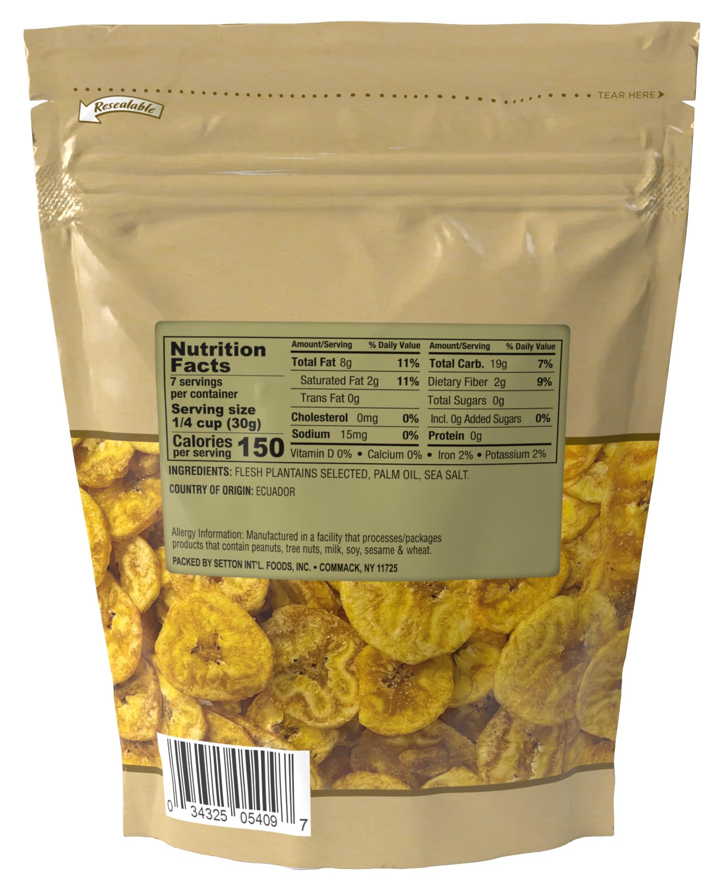 Setton Farm Plantain Chips with Sea Salt 7 Oz. Bag - Collins Global Snack Store