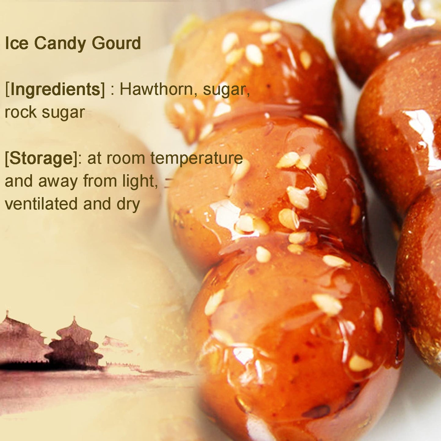 Trending Favorite Sweet and Sour Taste Candied Haws Peking Specialty Ice-Sugar Gourd String Candied Fruit Chinese Traditional Old Beijing Hawthorn Ball Preserved Bing Tang HuLu Gift Boxed for Mother's Day Birthday