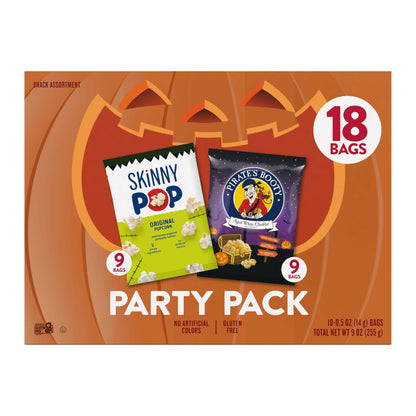 SkinnyPop Family Favorite Variety Pack – 18 bags of popcorn and snacks in a festive party pack.