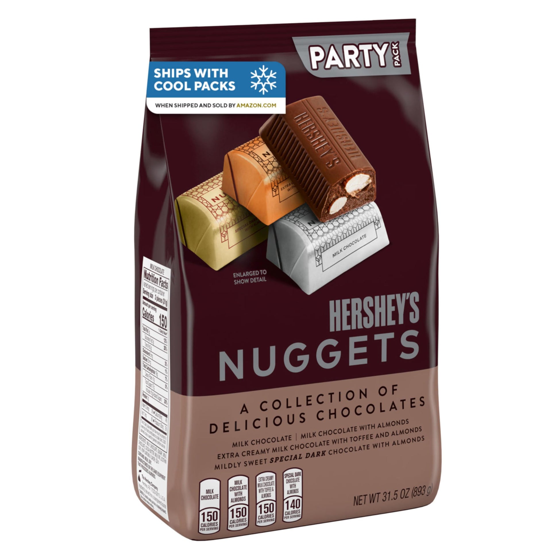 HERSHEY'S NUGGETS Assorted Chocolate Candy Party Pack, Halloween Candy, 31.5 oz - Collins Global Snack Store