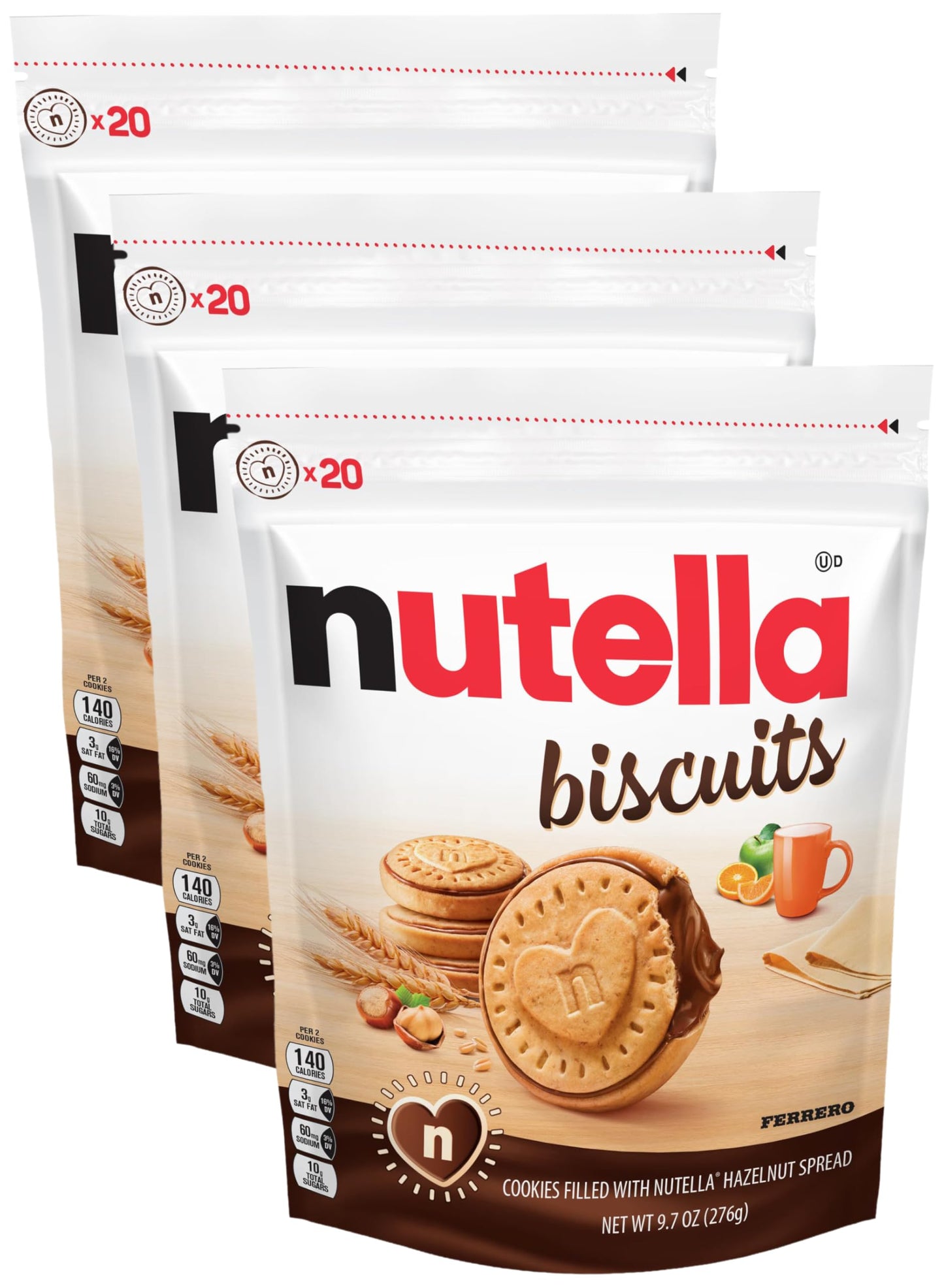 Nutella Biscuits, 20 Count Cookies, Hazelnut Spread with Cocoa, Kids Snacks, 9.7 oz - Collins Global Snack Store