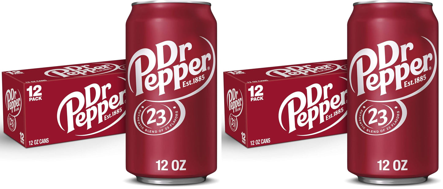 Dr Pepper Soda, 12 fl oz cans, 12 pack - Collins Global Snack Store