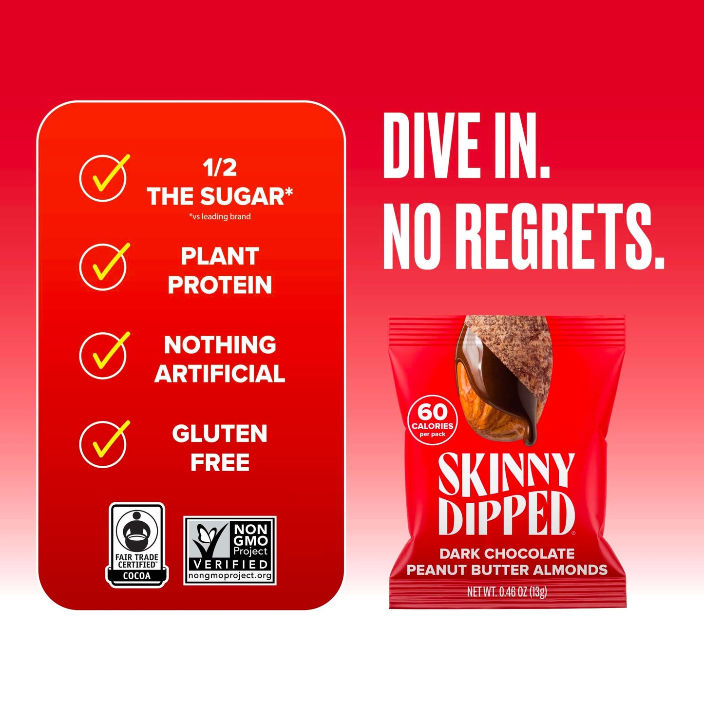 SkinnyDipped Snack Attack Minis Almond Variety Pack, Healthy Snack, Plant Protein, Gluten Free, 0.46 oz Mini Bags, Pack of 25 - Collins Global Snack Store