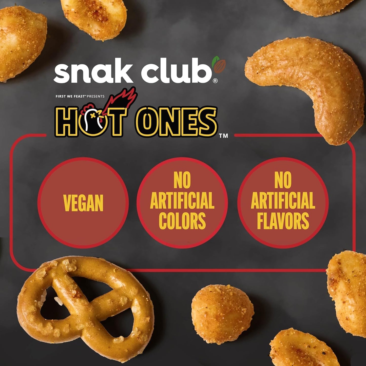 Trending Snak Club x Hot Ones Hot Habanero Snack Mix, Spicy Snacks with Peanuts, Pretzels, Sesame Sticks, Toasted Corn & Cashews, Inspired by Hot Ones Hot Sauce, 10 oz Bag