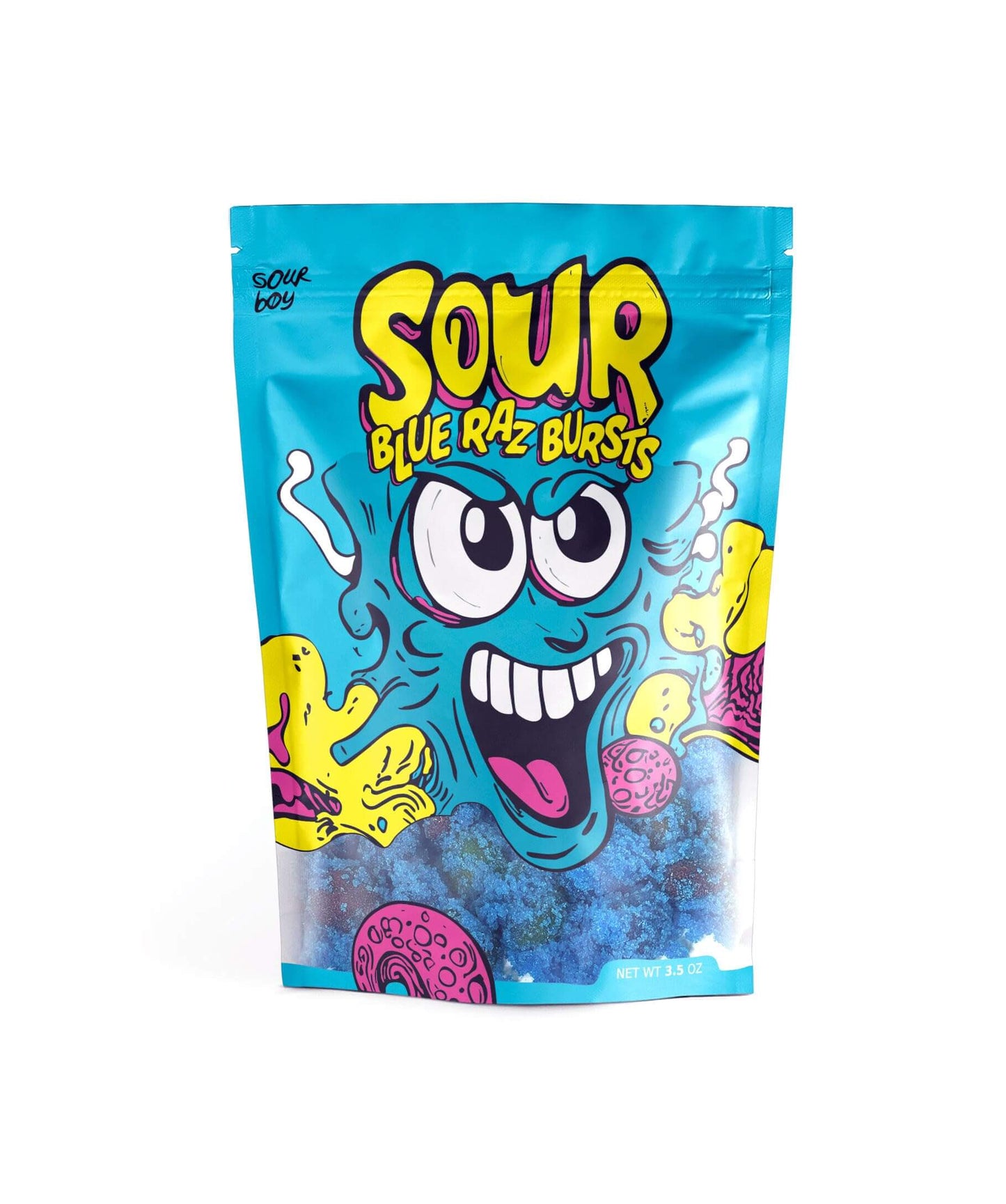 Sourboy Blue Raspberry Gushers – Sour Candy Coated, TikTok Viral Snack – Extreme Sour Blue Raz Flavor – 3.5 oz Resealable Bag – Sour Candy for Teens, Kids & Candy Lovers - Collins Global Snack Store