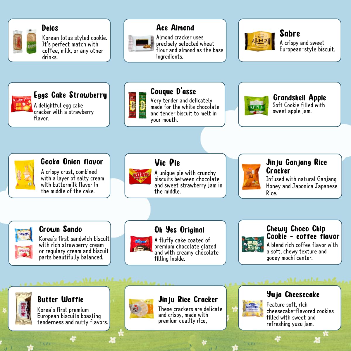 Korean snack box variety pack, 50 count individually wrapped, care package sampler with candy, cookies, chips, and treats, gift bundle for kids, students, adults, and snack lovers - Collins Global Snack Store