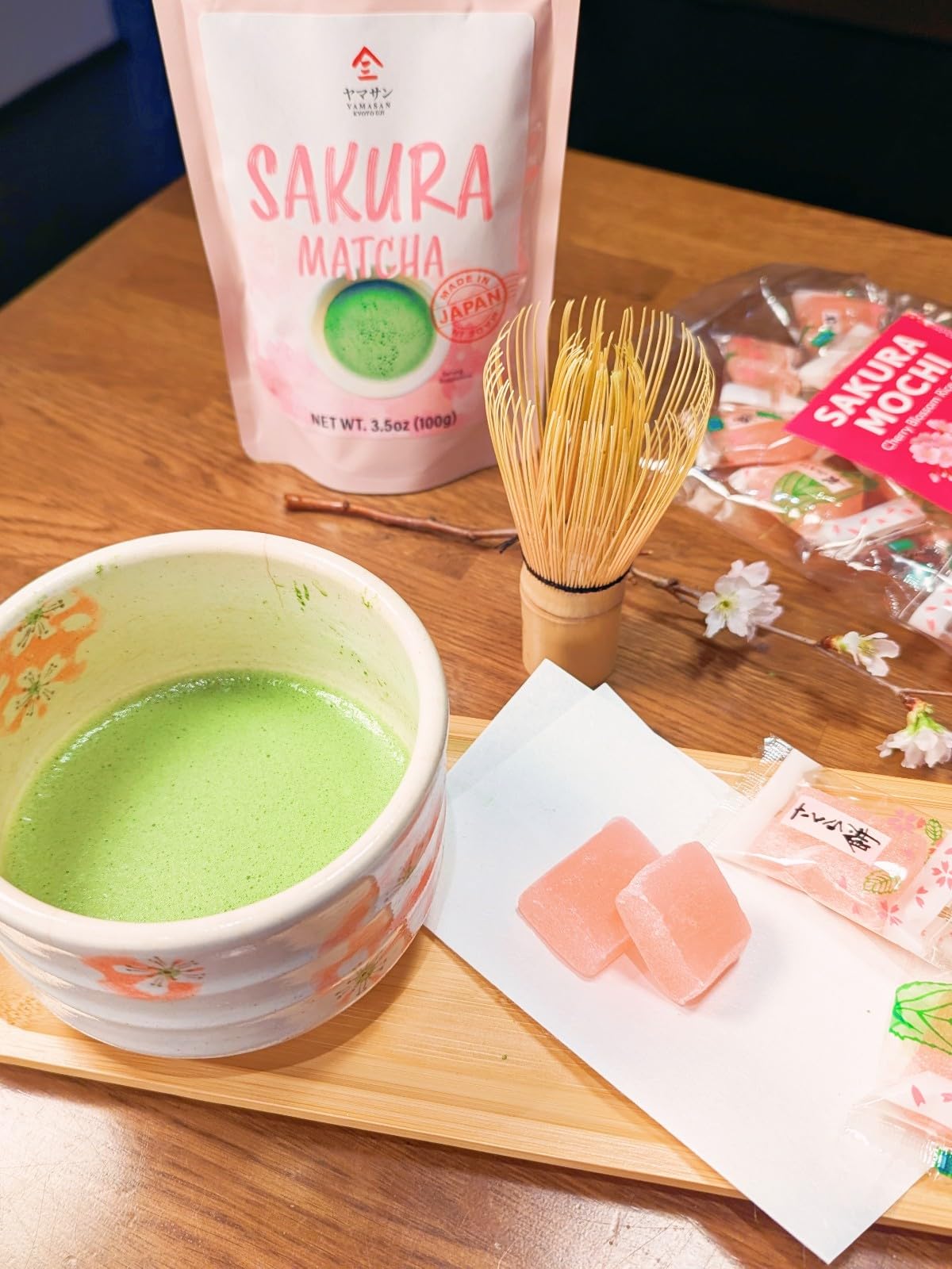 YAMASAN KYOTO UJI Japanese Sakura Mochi Candies, Real Traditional Cherry blossom Rice Cakes, 300g/10.58oz, Japanese Snacks, Japanese Candy, Individually Wrapped - Collins Global Snack Store