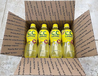 C.C. Lemon Japanese Soft Drinks Soda bottles in a shipping box for fresh delivery.