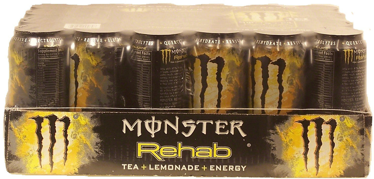 Monster Rehab Peach Tea + Energy, Energy Iced Tea, 15.5 Ounce (Pack of 24) - Collins Global Snack Store