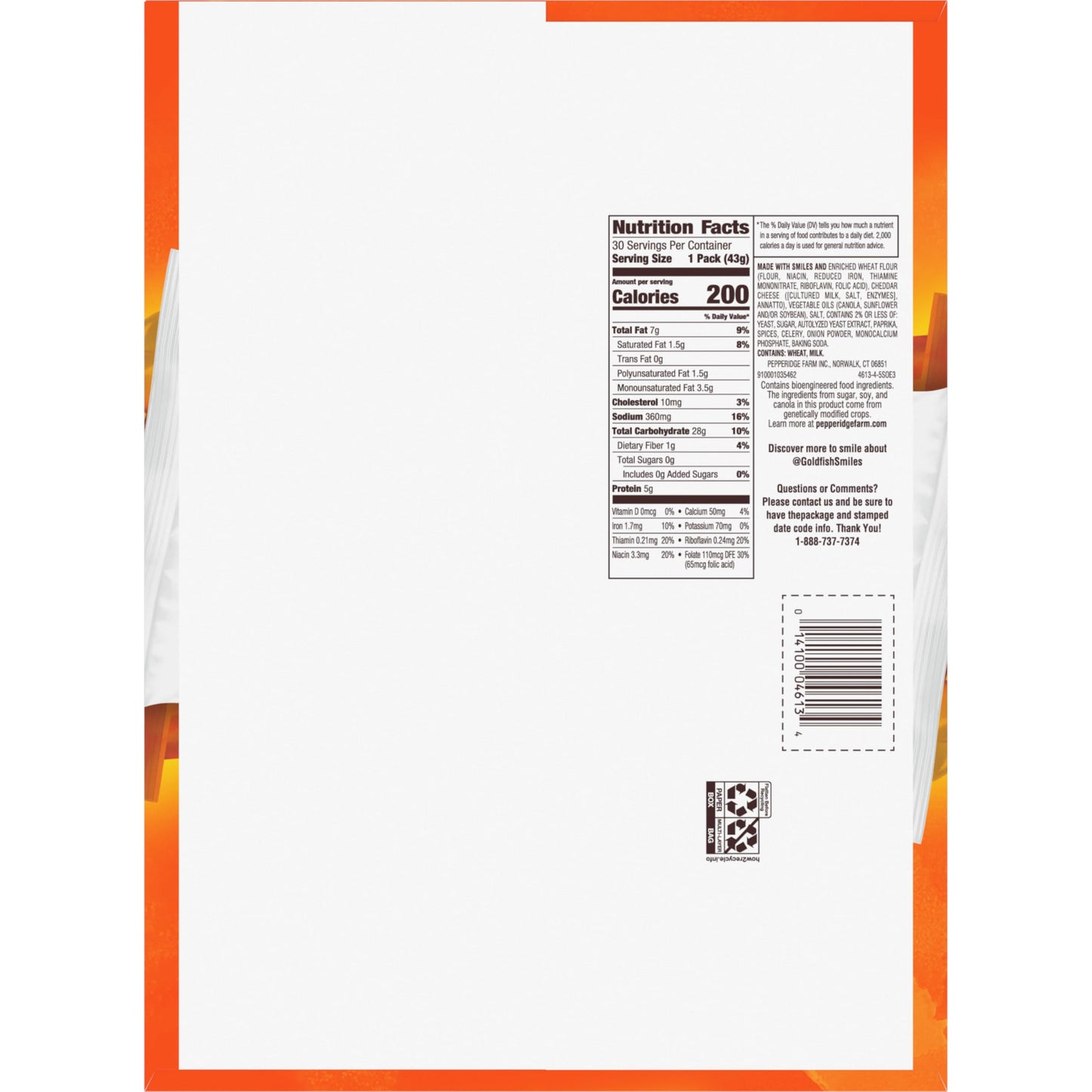 Goldfish Crackers Big Smiles Variety Pack with Cheddar, Colors, and Pretzels, Snack Packs, 30 Ct