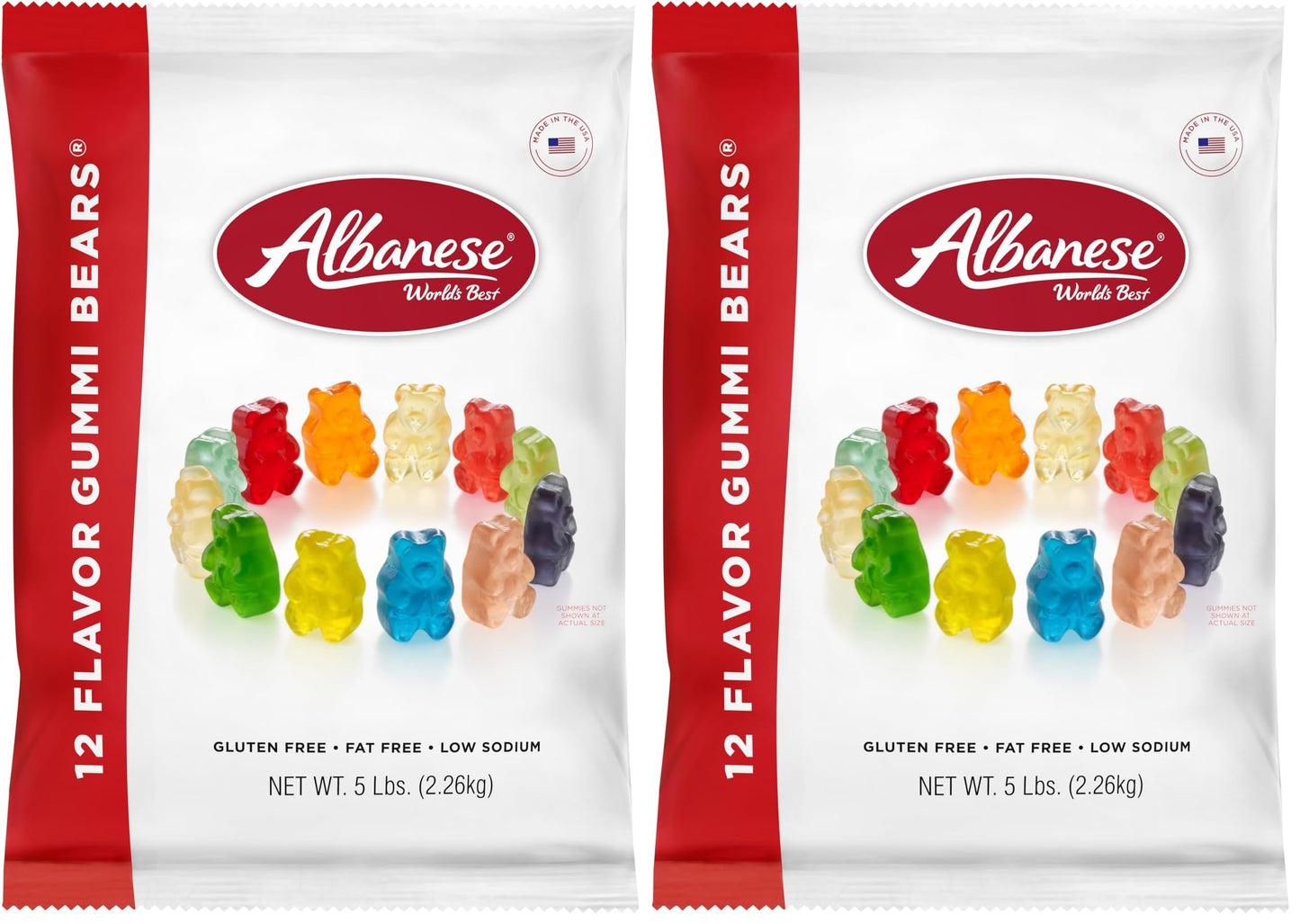 Albanese World's Best 12 Flavor Gummi Bears | 5lbs of Candy | 12 Unique Flavors, Gluten Free, Fat Free, Soft and Chewy Gummy | Cherry, Blue Raspberry, Mango and More | Great Snack for Travel and Kids - Collins Global Snack Store
