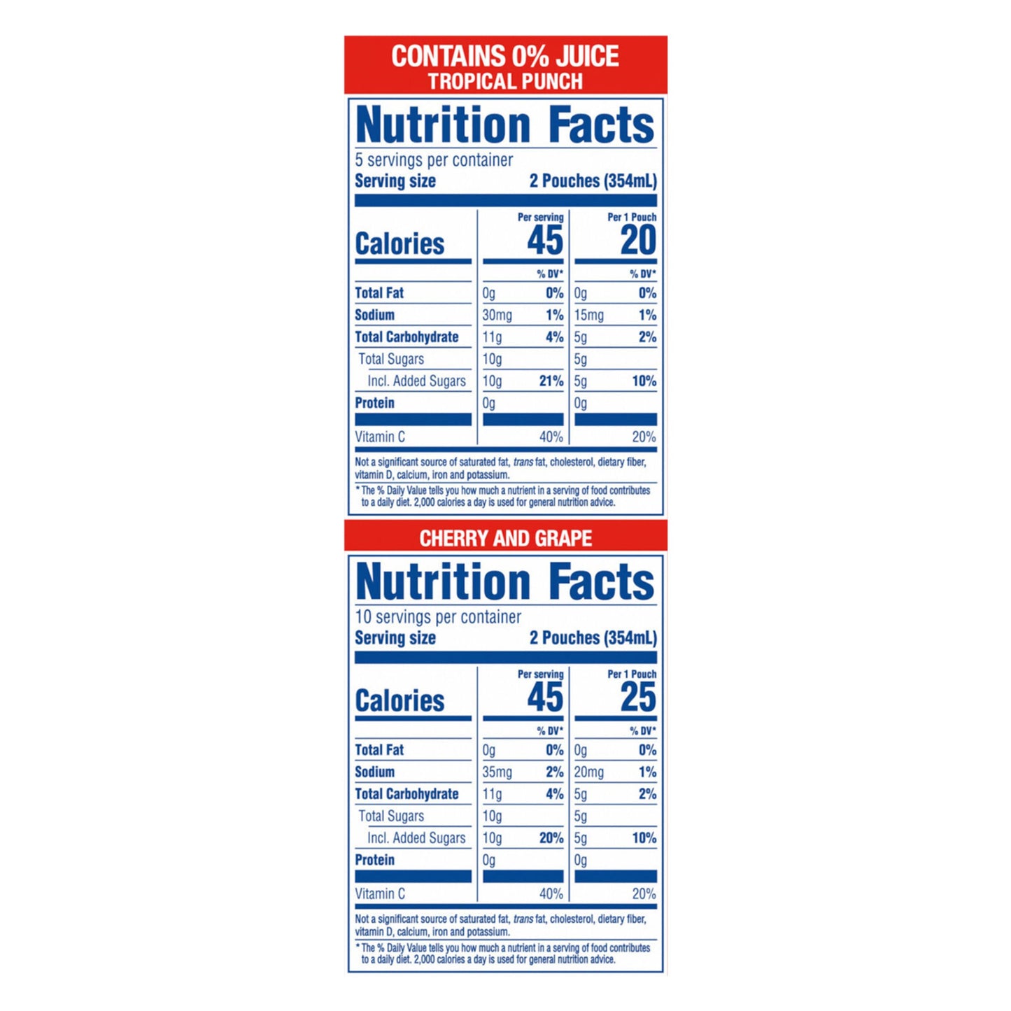 Kool-Aid Jammers Tropical Punch, Grape & Cherry Flavored 0% Juice Drink Variety Pack, 30 ct Box, 6 fl oz Pouches - Collins Global Snack Store