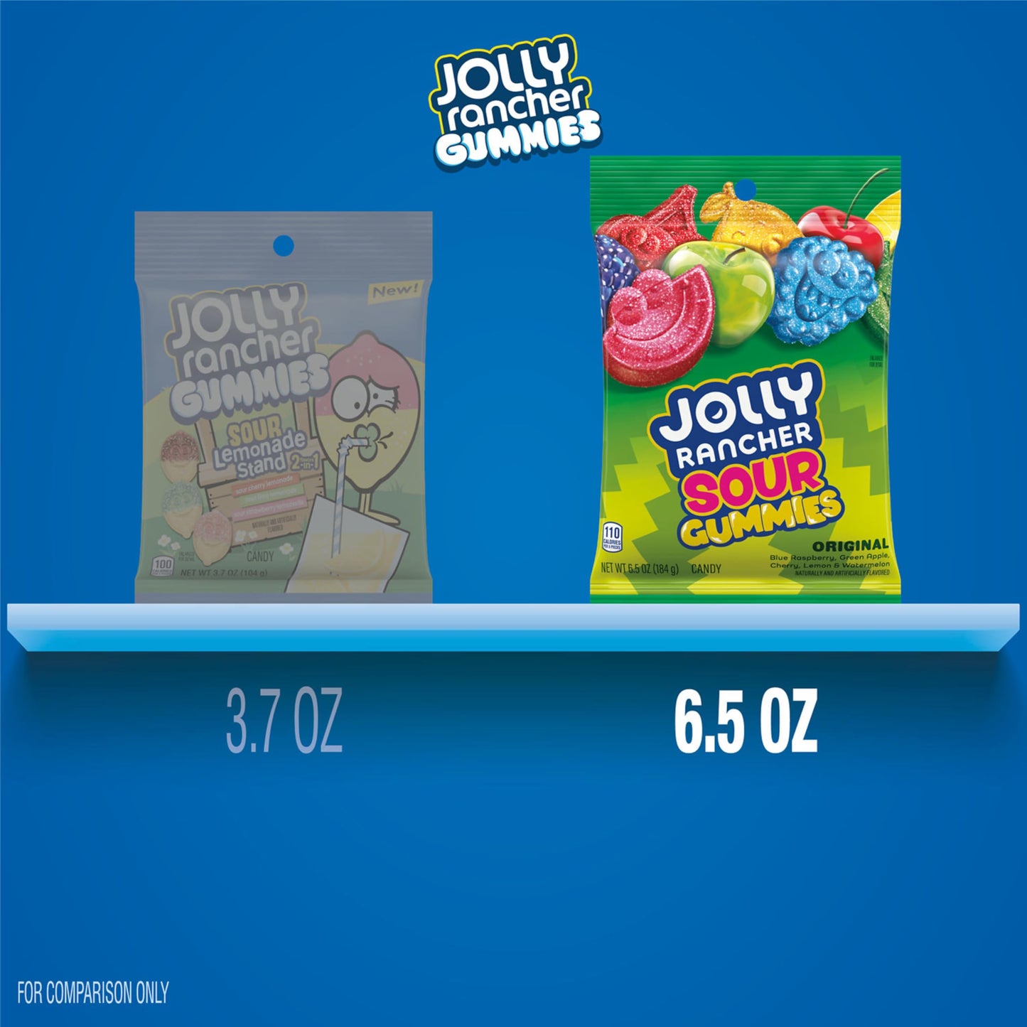 JOLLY RANCHER Sour Gummies Assorted Fruit Flavored Candy, 6.5 oz Bag
