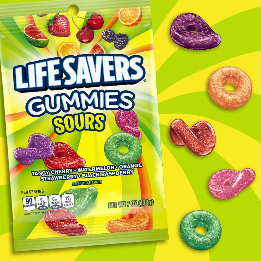 Life Savers Sours Gummies Candy Bag, 7 ounce (Pack of 1) - Collins Global Snack Store