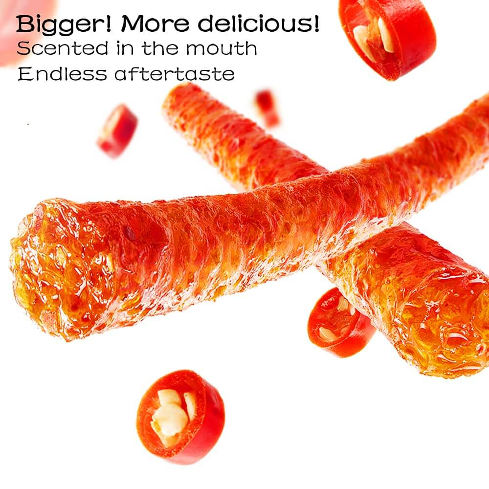 Spicy Strips - Spicy Gluten Latiao, Chinese Special Casual Snack Food, Made From Wheat/Chili/Spice, Low Sugar and Low Calories, Best Vegan, 78g (Pack of 2) - Collins Global Snack Store