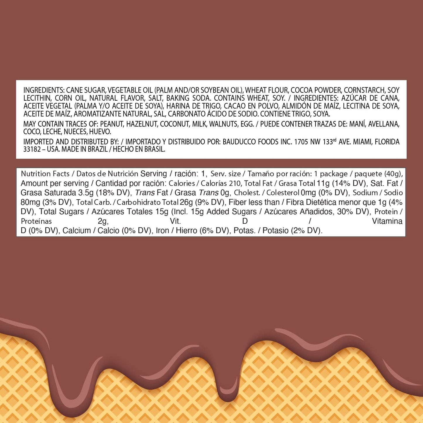 Bauducco Chocolate & Vanilla Wafer Cookies - Convenient Single Serve Wafer Cookies With 3 Layers of Cream - Delicious Sweet Snack on the go or Dessert 28.2oz (Pack of 20) - Collins Global Snack Store