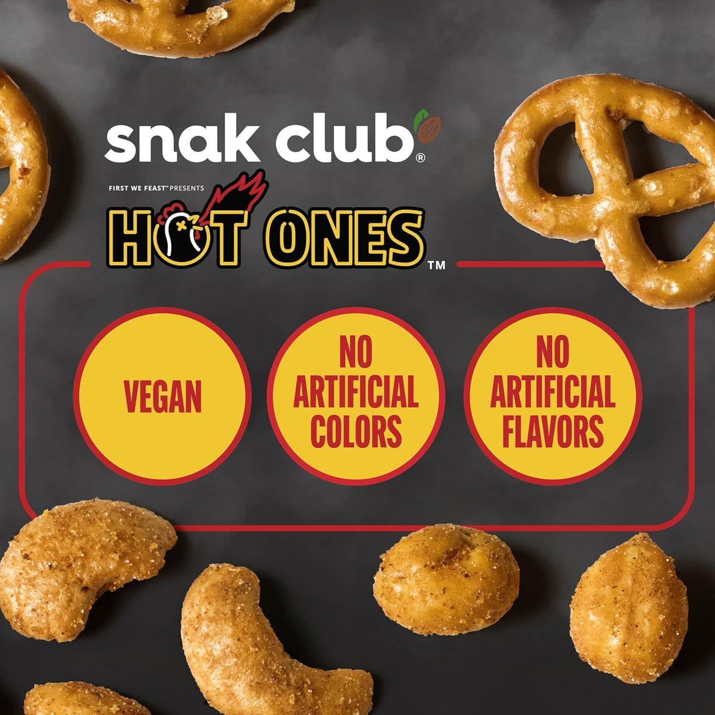 Trending Snak Club x Hot Ones Hot Habanero Snack Mix, Spicy Snacks with Peanuts, Pretzels, Sesame Sticks, Toasted Corn & Cashews, Inspired by Hot Ones Hot Sauce, 10 oz Bag