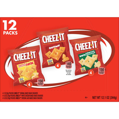 Cheez-It Cheese Crackers, Baked Snack Crackers, Lunch Snacks, Variety Pack, 12.1oz Box (12 Packs) - Collins Global Snack Store