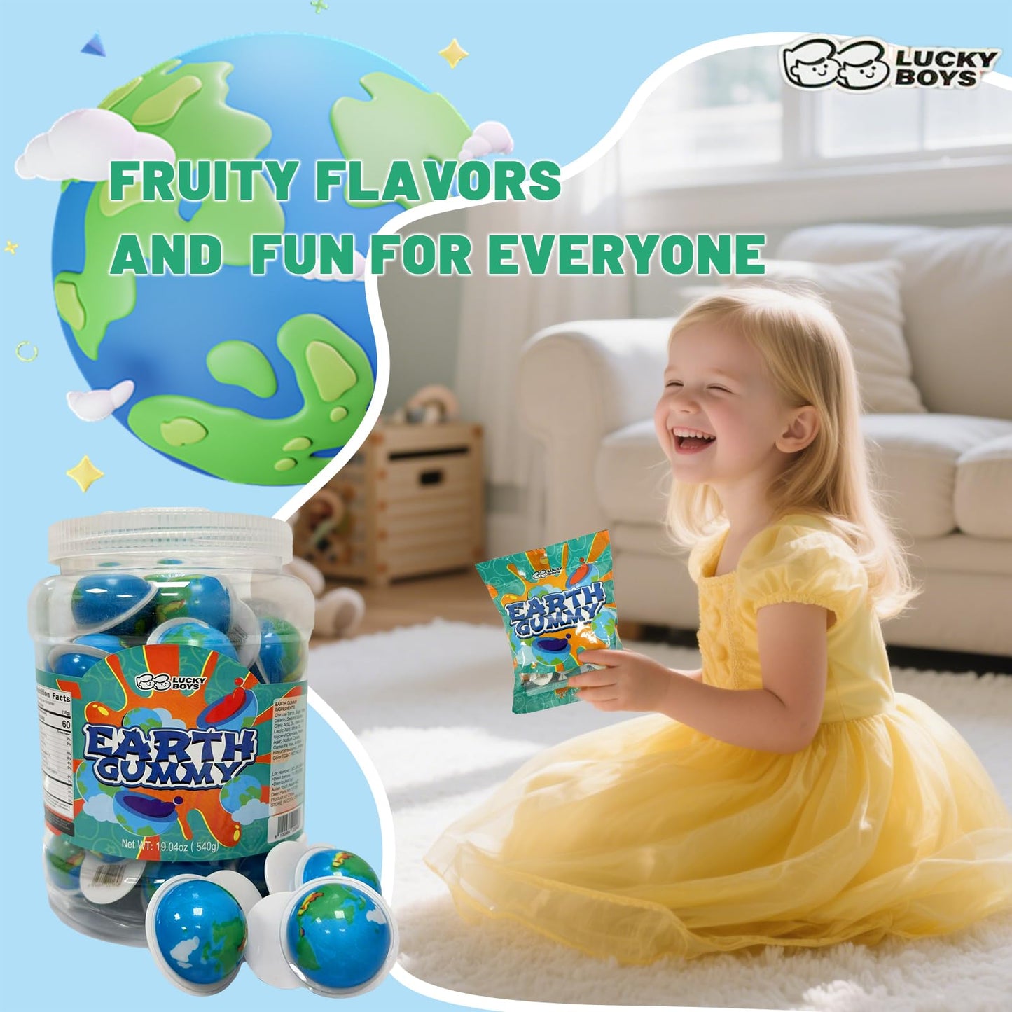 Lucky Boys Eyeball Gummy Candy - 30 Pieces with Fruity Liquid Center | Halloween Party Treat