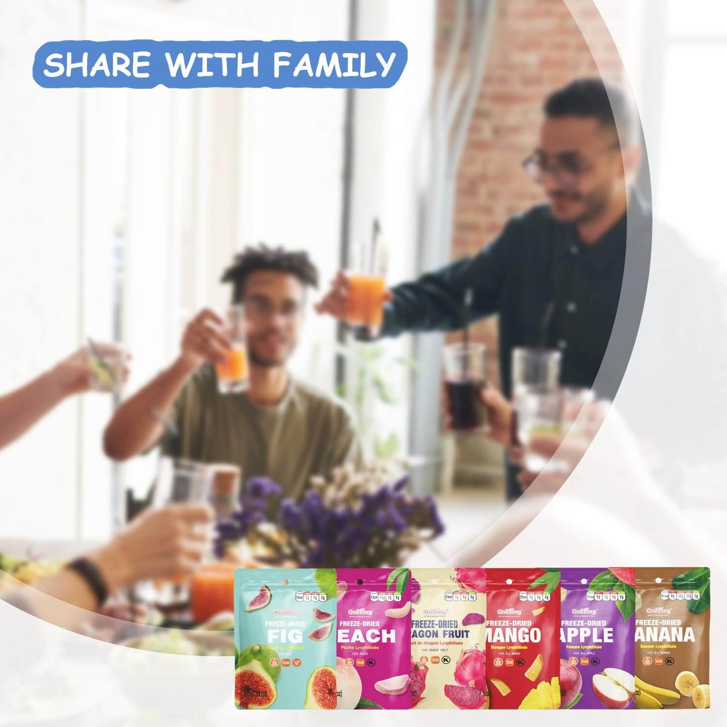 ONETANG Freeze-Dried Mixed Fruit, 12 Pack Single-Serve Pack, Non GMO, Kosher, No Add Sugar, Gluten free, Vegan, Holiday Gifts, Healthy Snack 0.35 Ounce - Collins Global Snack Store