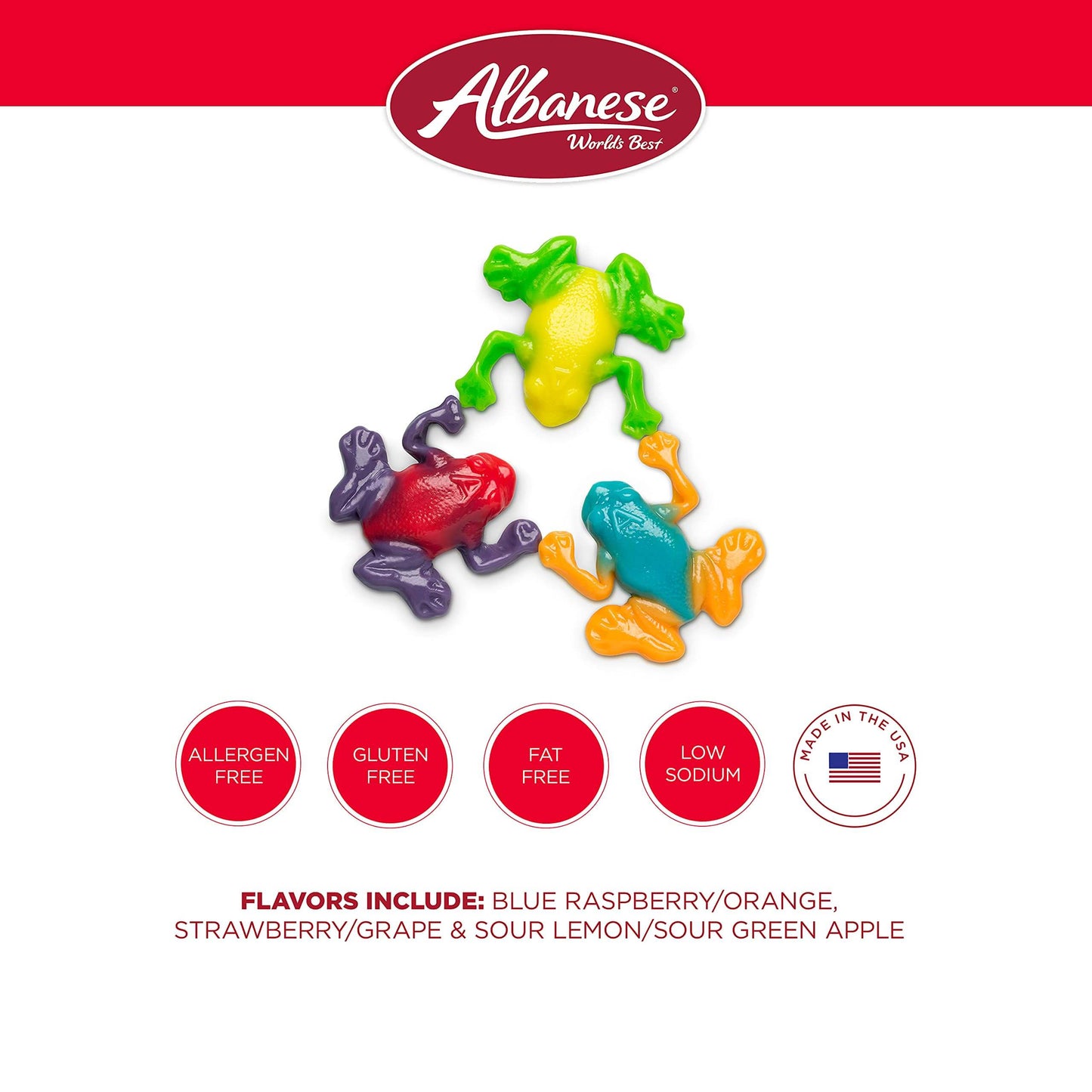 Albanese World's Best Gummi Rainforest Frogs, 5lbs of Candy - Collins Global Snack Store