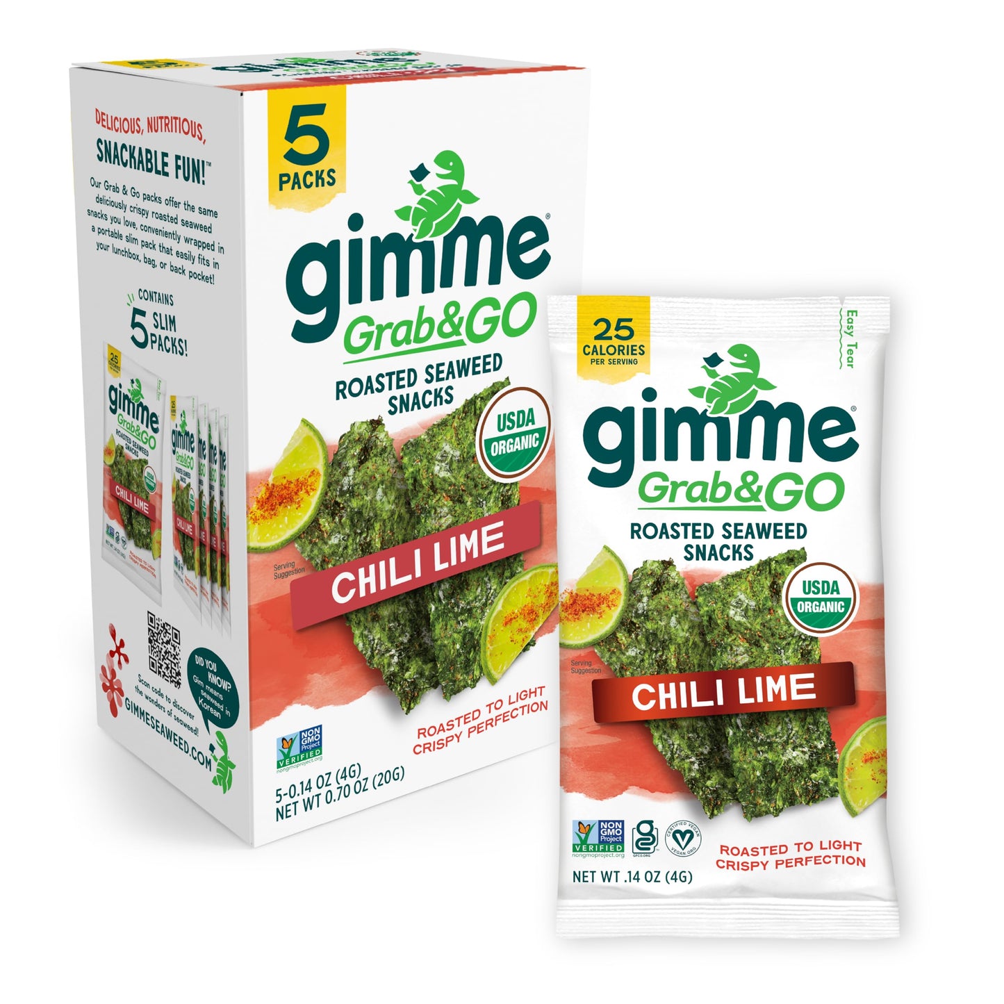 Gimme Organic Roasted Seaweed Snacks - Sea Salt & Avocado Oil (5-Pack)