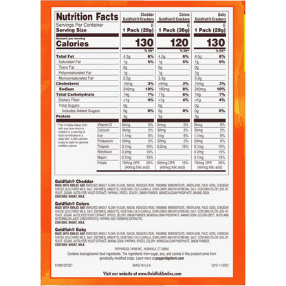 Goldfish Crackers Big Smiles Variety Pack | Cheddar, Colors &amp; Pretzels | 30 Snack Packs
