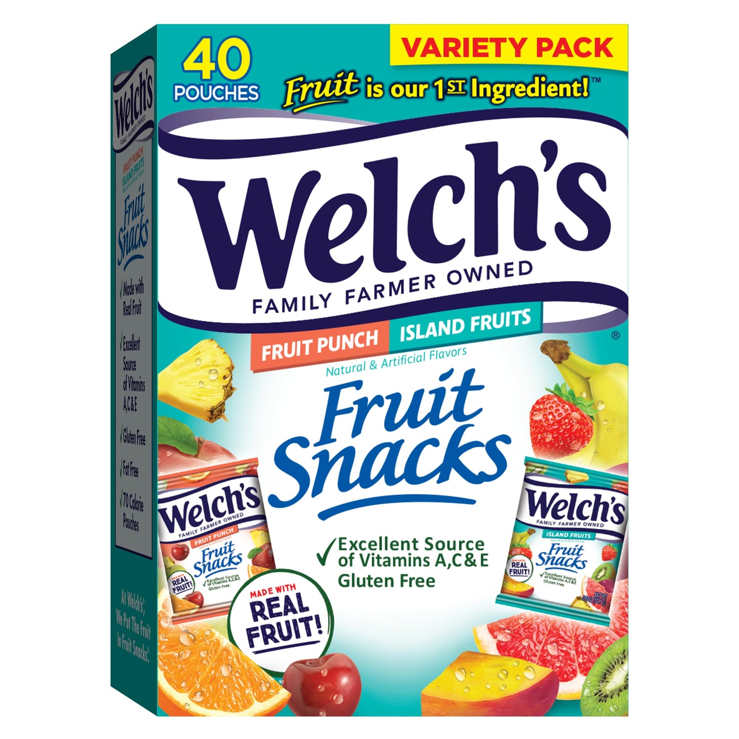 Welch's Fruit Snacks, Mixed Fruit Snack Box, Gluten Free, 0.8oz Snack Packs (Pack of 40) - Collins Global Snack Store