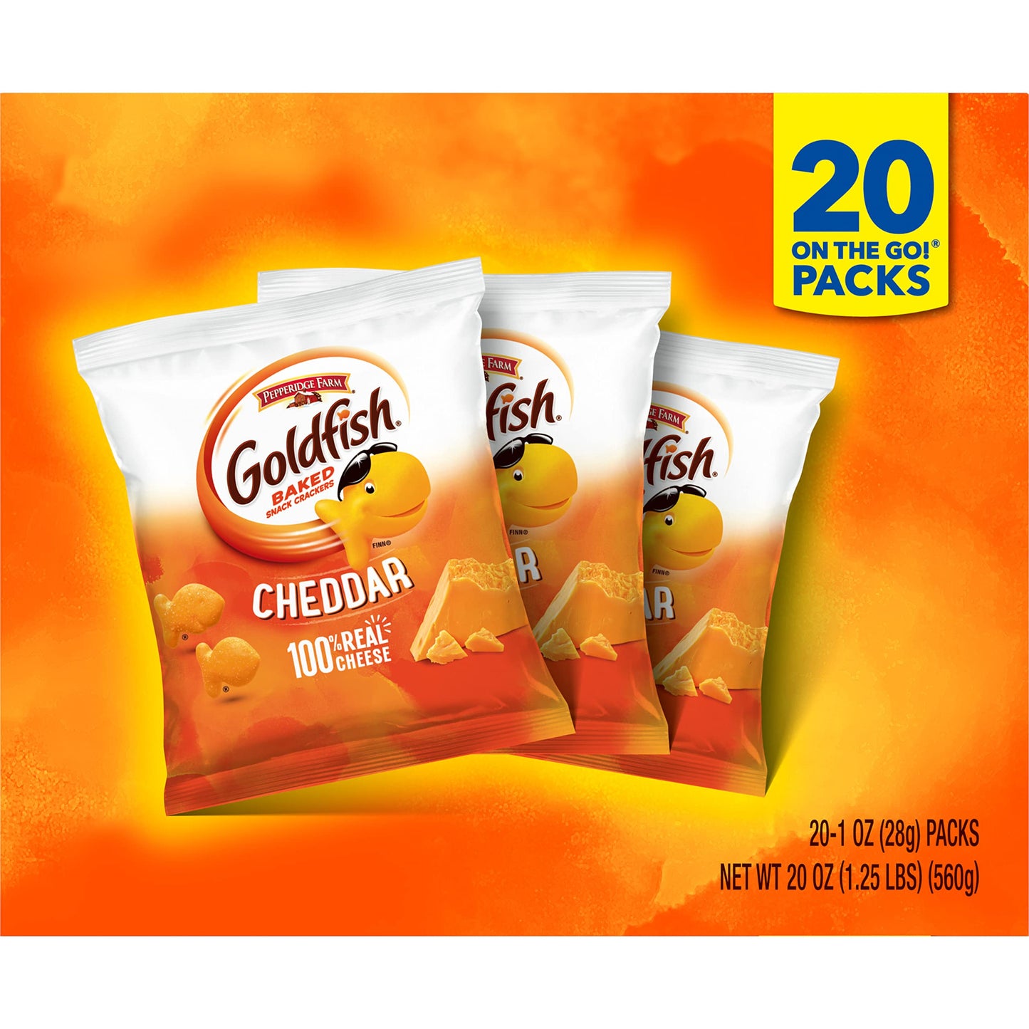 Goldfish Crackers Big Smiles Variety Pack with Cheddar, Colors, and Pretzels, Snack Packs, 30 Ct
