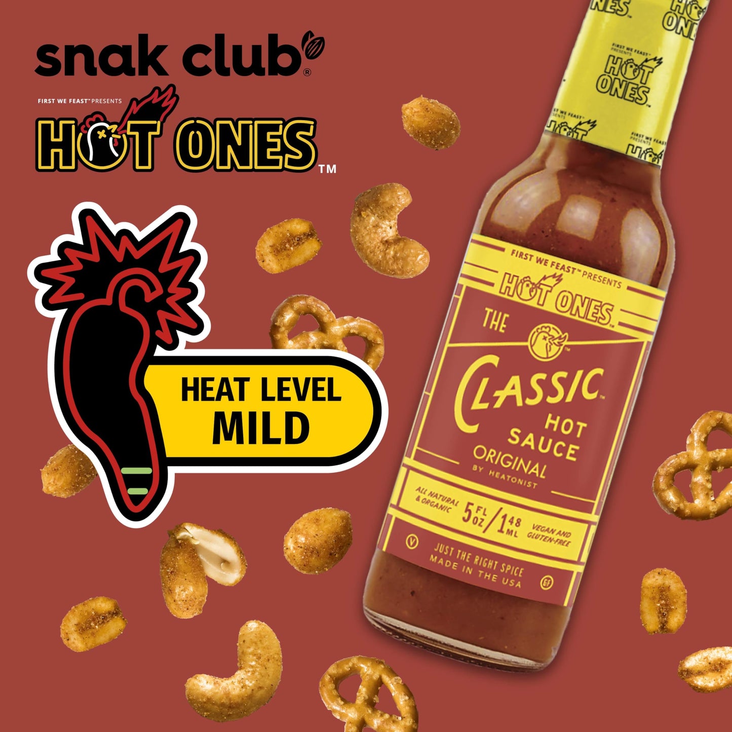 Trending Snak Club x Hot Ones Hot Habanero Snack Mix, Spicy Snacks with Peanuts, Pretzels, Sesame Sticks, Toasted Corn & Cashews, Inspired by Hot Ones Hot Sauce, 10 oz Bag