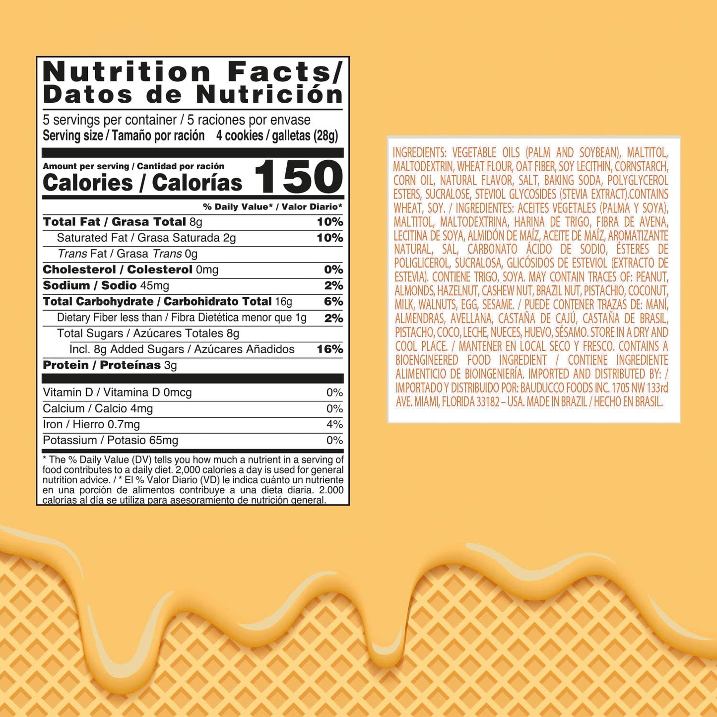 Bauducco Chocolate & Vanilla Wafer Cookies - Convenient Single Serve Wafer Cookies With 3 Layers of Cream - Delicious Sweet Snack on the go or Dessert 28.2oz (Pack of 20) - Collins Global Snack Store