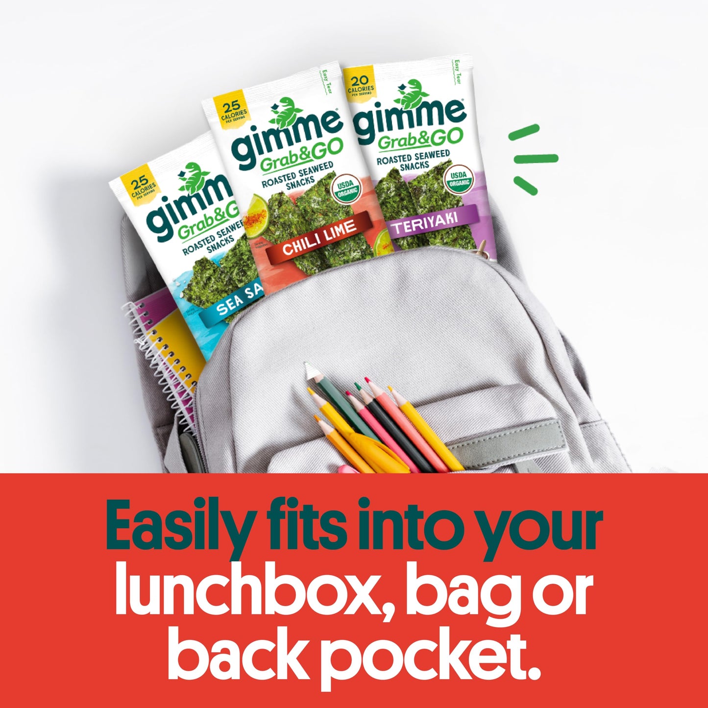 Gimme Organic Roasted Seaweed Snacks - Sea Salt & Avocado Oil (5-Pack)