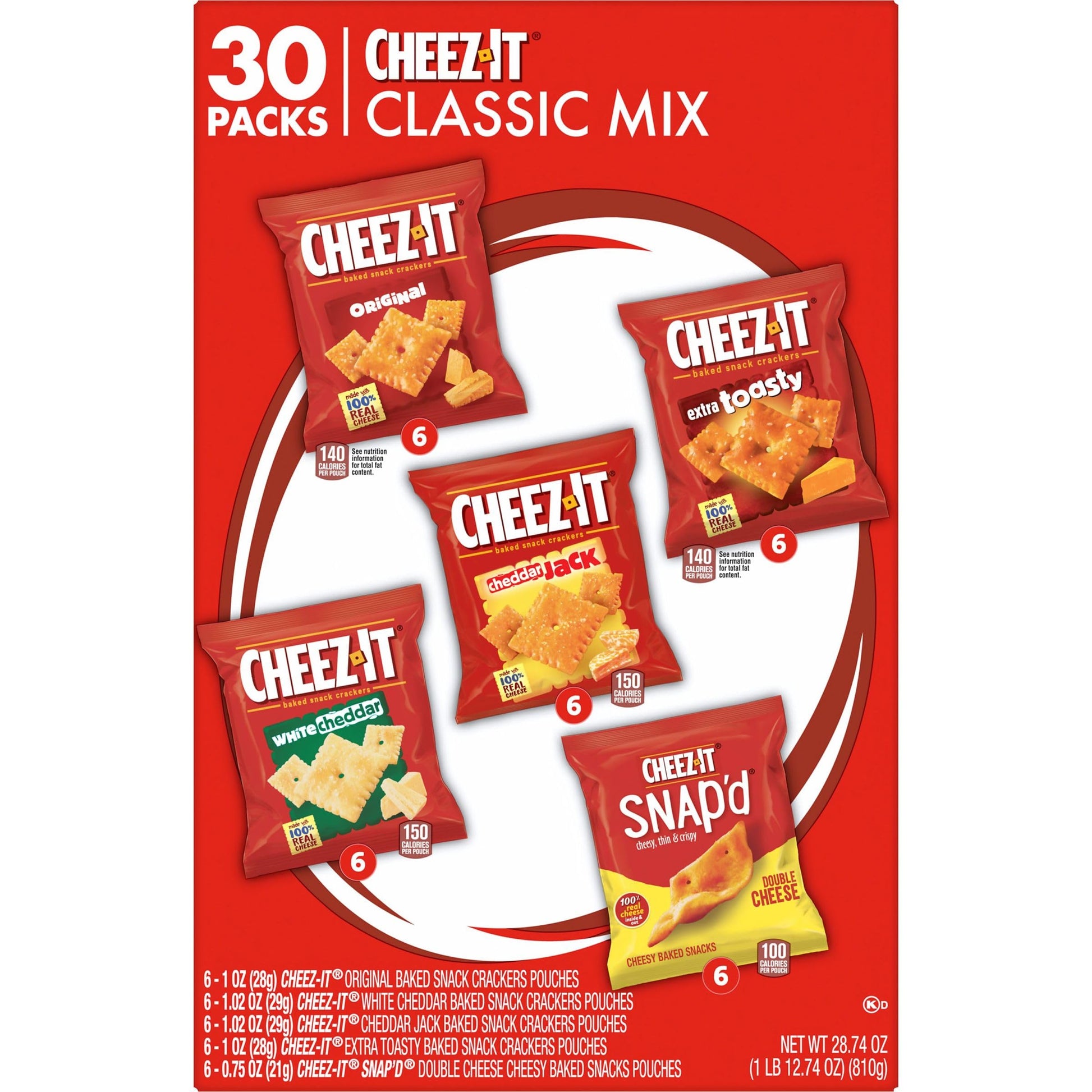Cheez-It Cheese Crackers, Baked Snack Crackers, Lunch Snacks, Variety Pack, 12.1oz Box (12 Packs) - Collins Global Snack Store