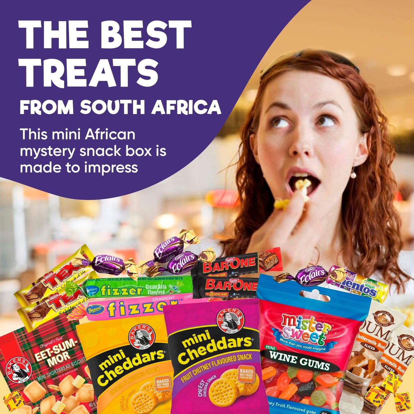 Treats from Home South African Snacks Food Box | Authentic African Candies, Chocolate Bars, & Treats | Perfect Christmas Gifts Includes Ouma Rusks, Smarties, & More | Best South African Products Care Package for Gifting & Sharing - 36 Units - Collins Global Snack Store