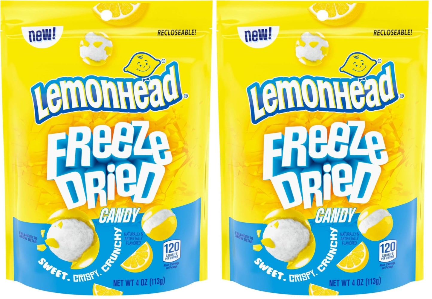 Lemonhead Freeze Dried Candy - Viral TikTok Trending, Lemon Flavored, Recloseable Bag (4.0 oz)