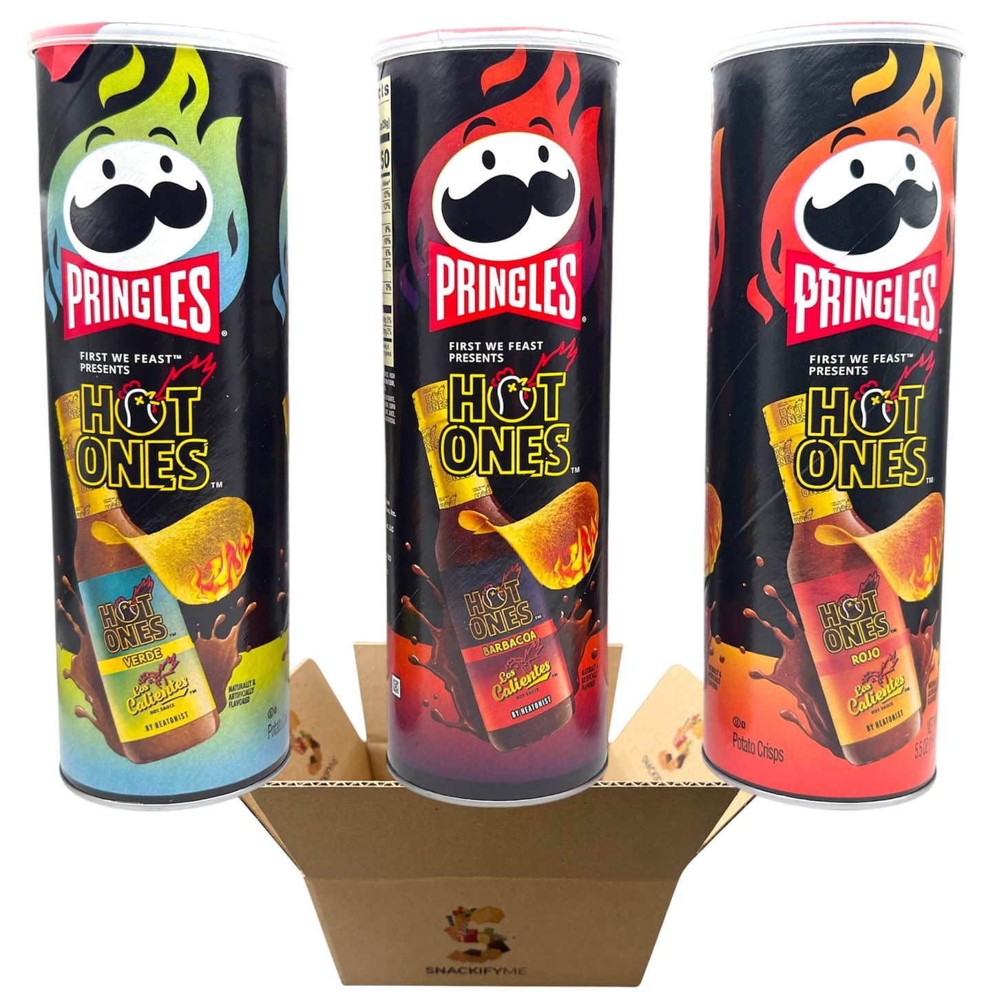 Viral and trending Spicy Potato Chips Variety Pack In SNACKIFYME Gift Box - Verde, Barbacoa, Rojo, 3 x 5.5 Ounce, Hot Spicy Flavor, Assortment Bulk Snacks for Parties. one chip challenge