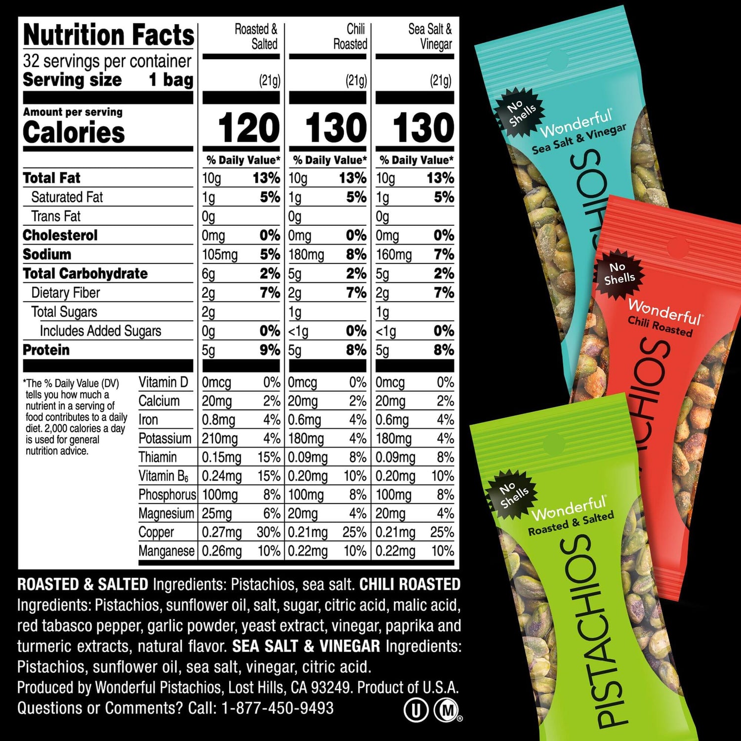 Wonderful Pistachios No Shells – Healthy Crunchy Snack | Multiple Flavors