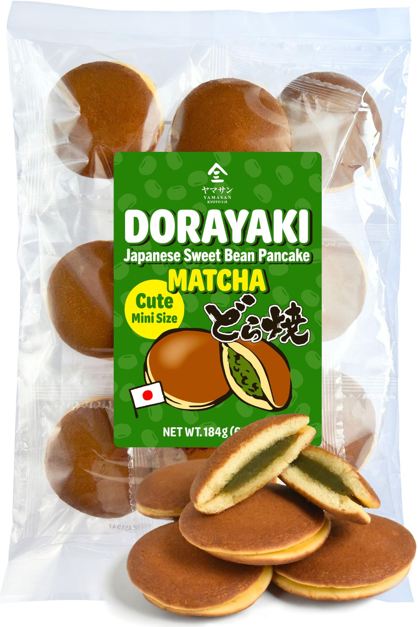 YAMASAN KYOTO UJI Dorayaki Japanese Red Bean Pancake, Traditional Japanese Wagashi Sweets, Cute Mini Size, Individually Wrapped, No Coloring, Made in Japan 184g/6.49oz - Collins Global Snack Store