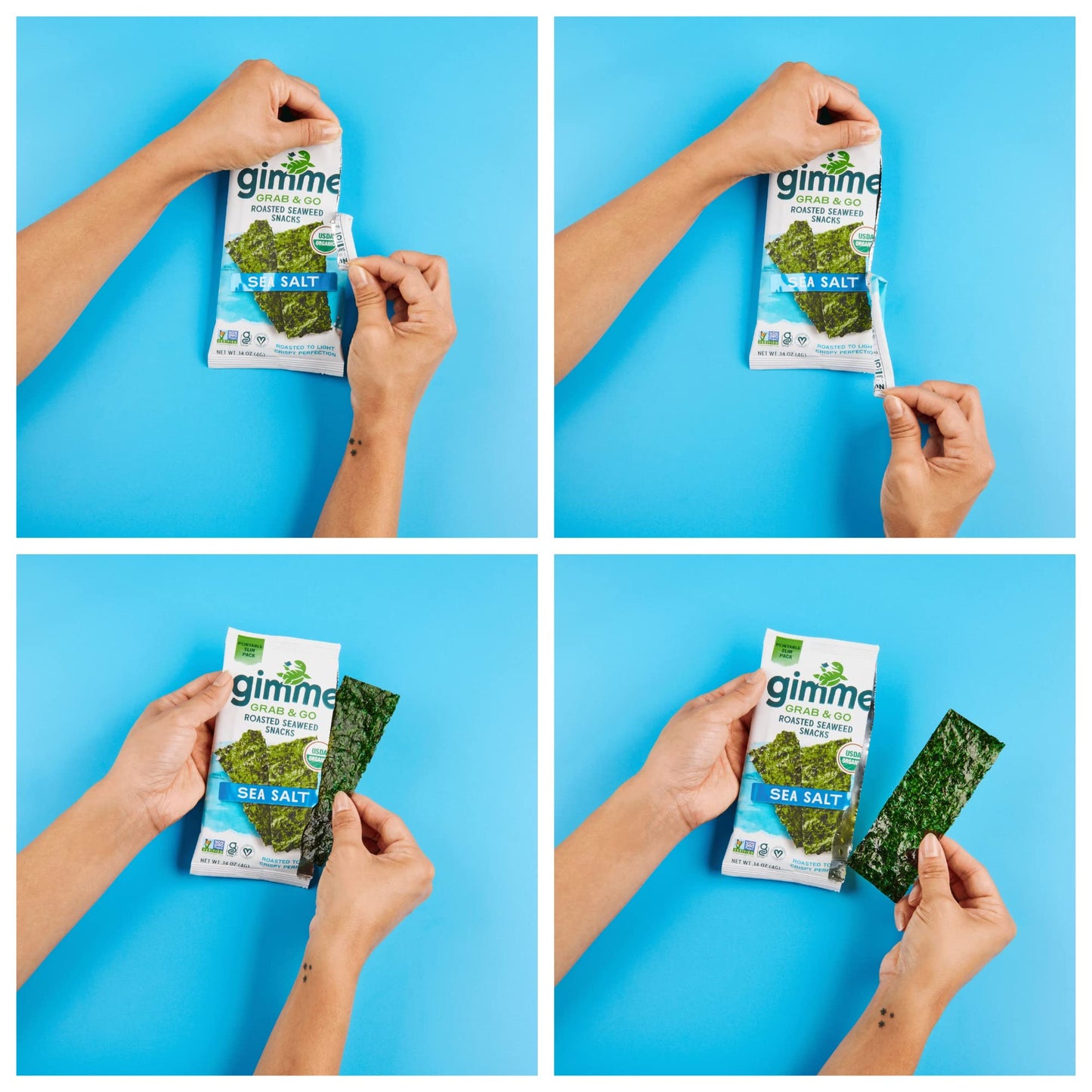 Gimme Seaweed Grab & Go Organic Premium Roasted Seaweed Snacks, Sea Salt & Avocado Oil, 5 Count Trayless, Keto, Vegan, Gluten-Free, Source of Omega3s, Healthy On-The-Go Snack for Kids & Adults - Collins Global Snack Store