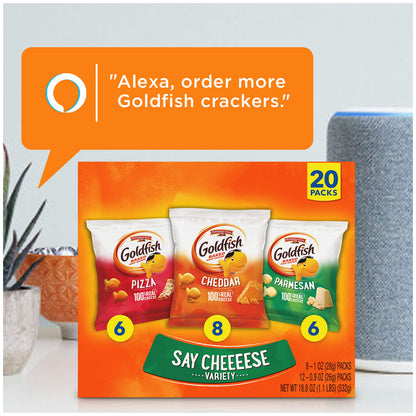 Goldfish Crackers Big Smiles Variety Pack with Cheddar, Colors, and Pretzels, Snack Packs, 30 Ct - Collins Global Snack Store