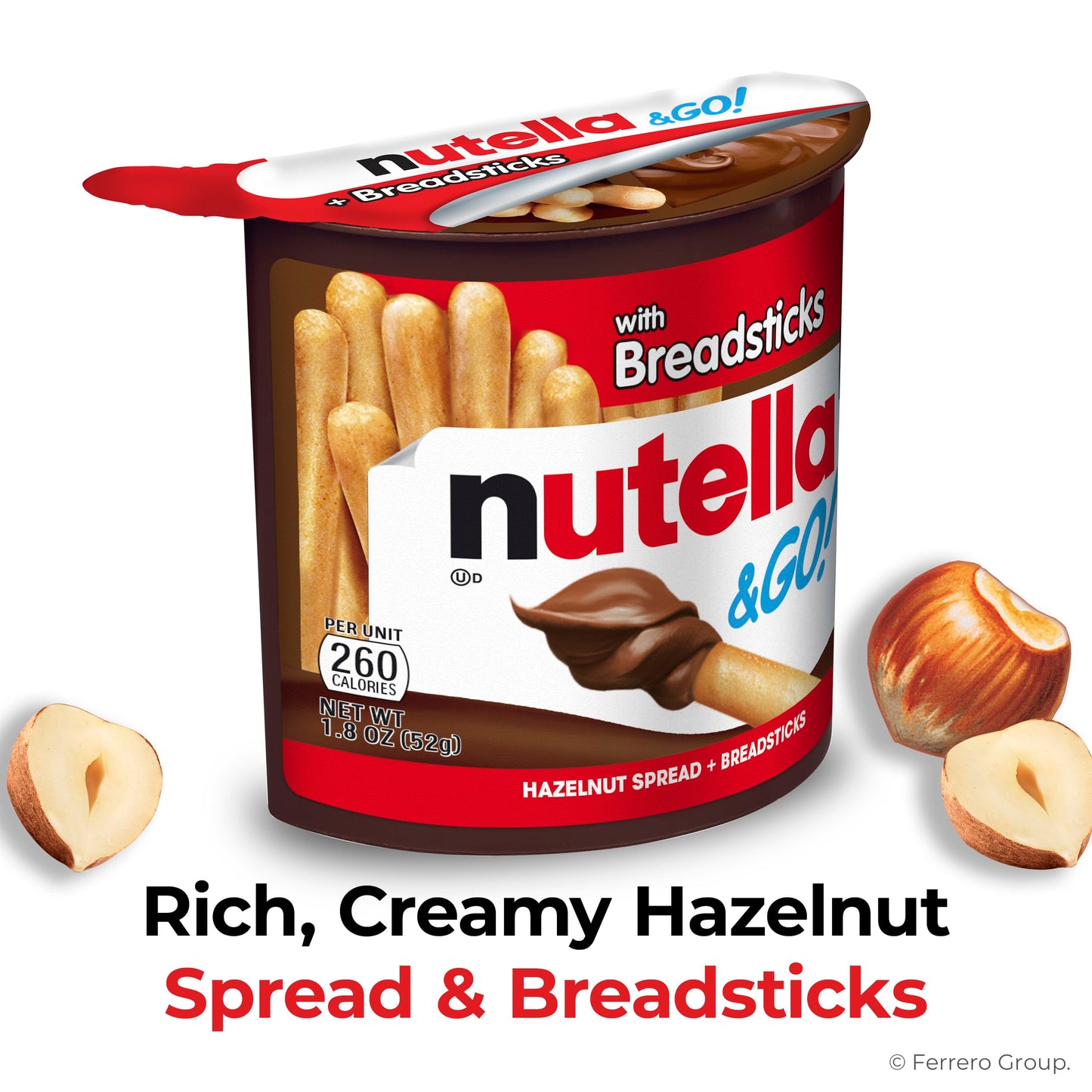 Nutella & GO! Bulk 12 Pack, Hazelnut and Cocoa Spread with Breadsticks, Stocking Stuffers, Snack Cups, 1.8 oz Each - Collins Global Snack Store