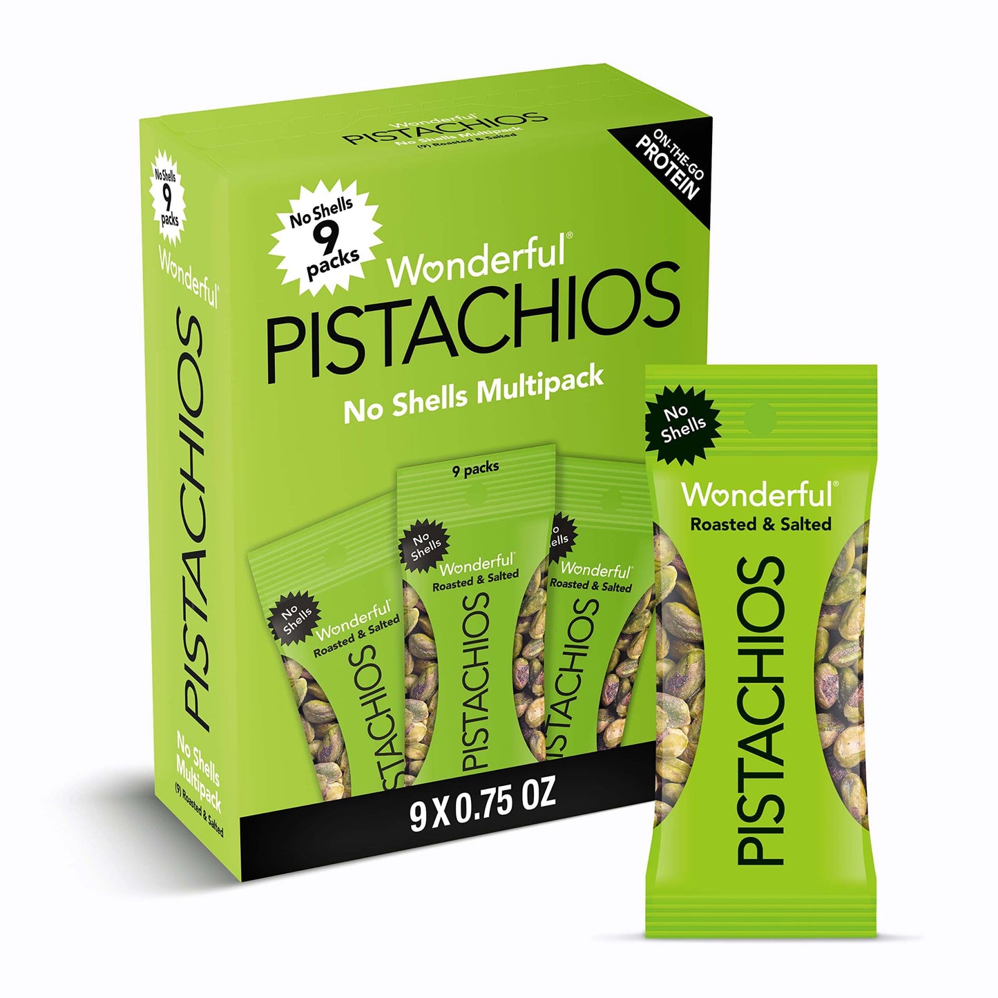 Wonderful Pistachios No Shells, 3 Flavors Mixed Variety Pack of 9 (0.75 Ounce), Roasted & Salted Nuts (4), Chili (3), Honey (2), Protein Snacks, Gluten Free, Pantry Staples, Healthy Snacks Variety Pack for Adults, Stocking Stuffers - Collins Global Snack Store