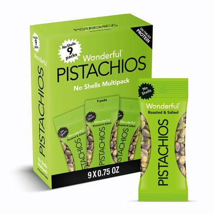 Wonderful Pistachios No Shells, 3 Flavors Mixed Variety Pack of 9 (0.75 Ounce), Roasted &amp; Salted Nuts (4), Chili (3), Honey (2), Protein Snacks, Gluten Free, Pantry Staples, Healthy Snacks Variety Pack for Adults, Stocking Stuffers - Collins Global Snack Store