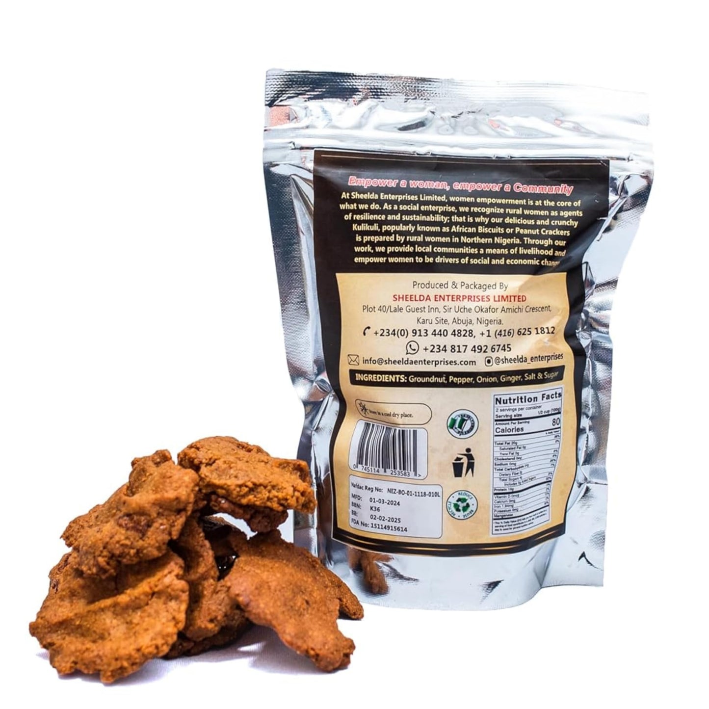 Sheelda Kulikuli Spicy Crunchy Nigerian Peanut Crackers – Authentic African Kulikuli Snack, High-Protein Peanut Chips, 5.2oz/150g - Collins Global Snack Store