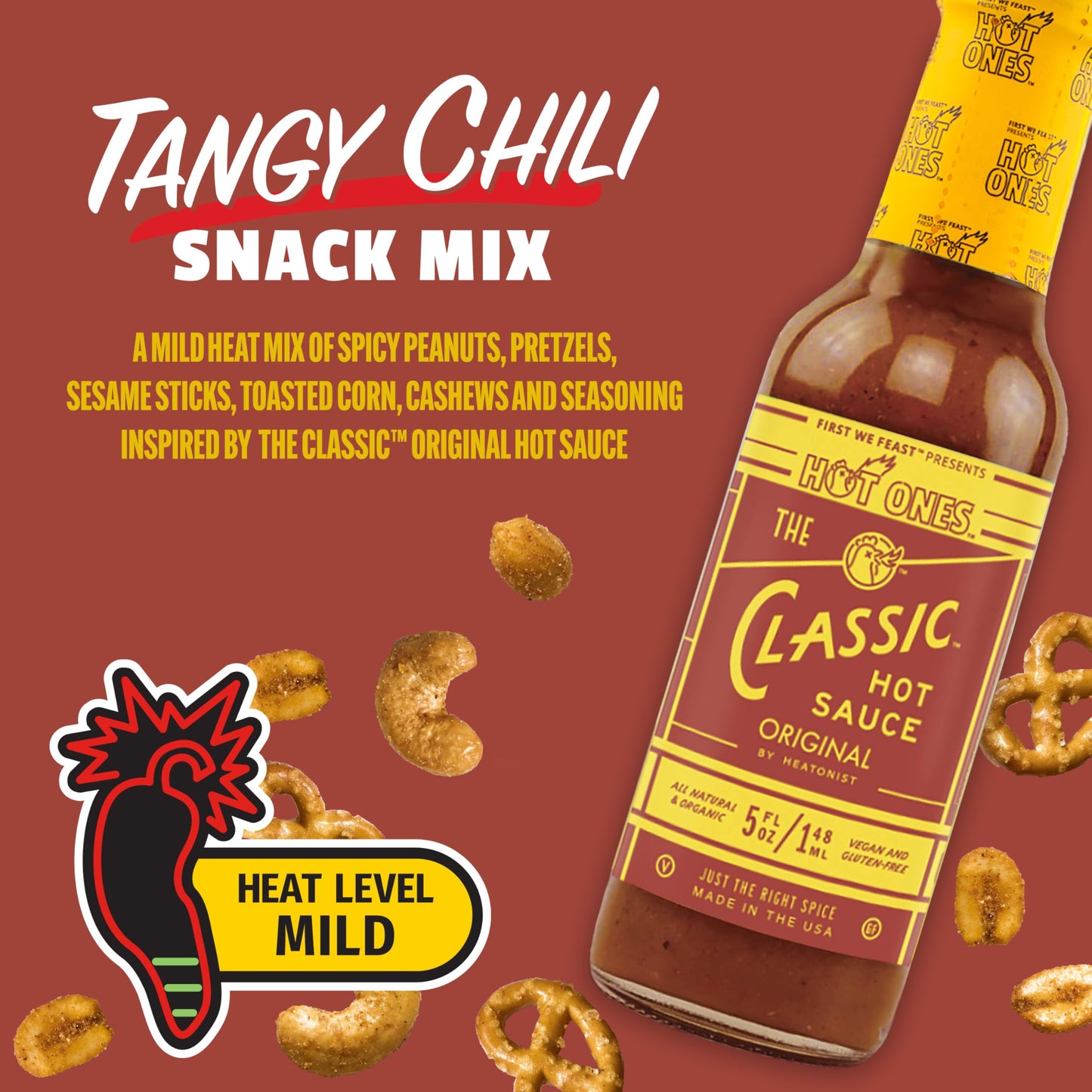 Trending Snak Club x Hot Ones Hot Habanero Snack Mix, Spicy Snacks with Peanuts, Pretzels, Sesame Sticks, Toasted Corn & Cashews, Inspired by Hot Ones Hot Sauce, 10 oz Bag
