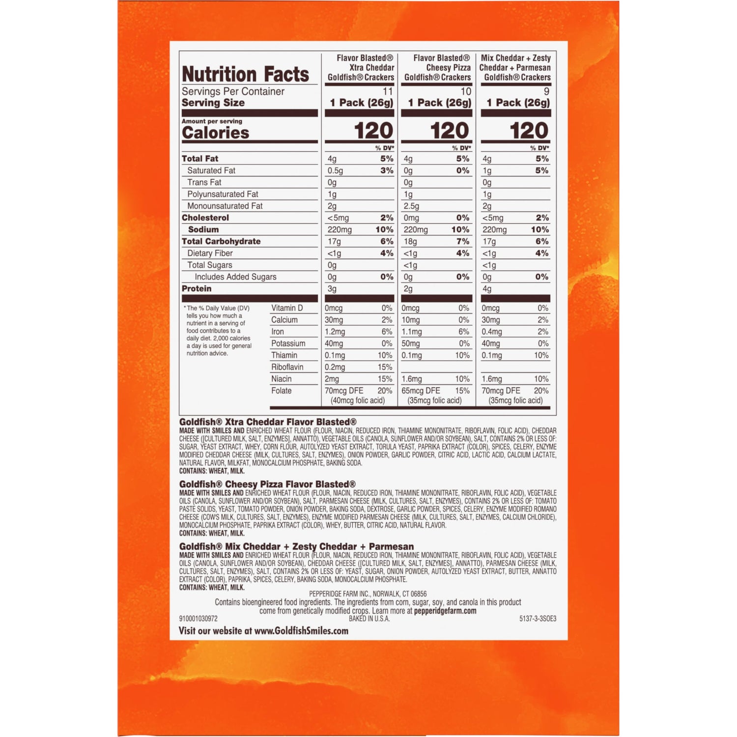 Goldfish Crackers Big Smiles Variety Pack with Cheddar, Colors, and Pretzels, Snack Packs, 30 Ct - Collins Global Snack Store