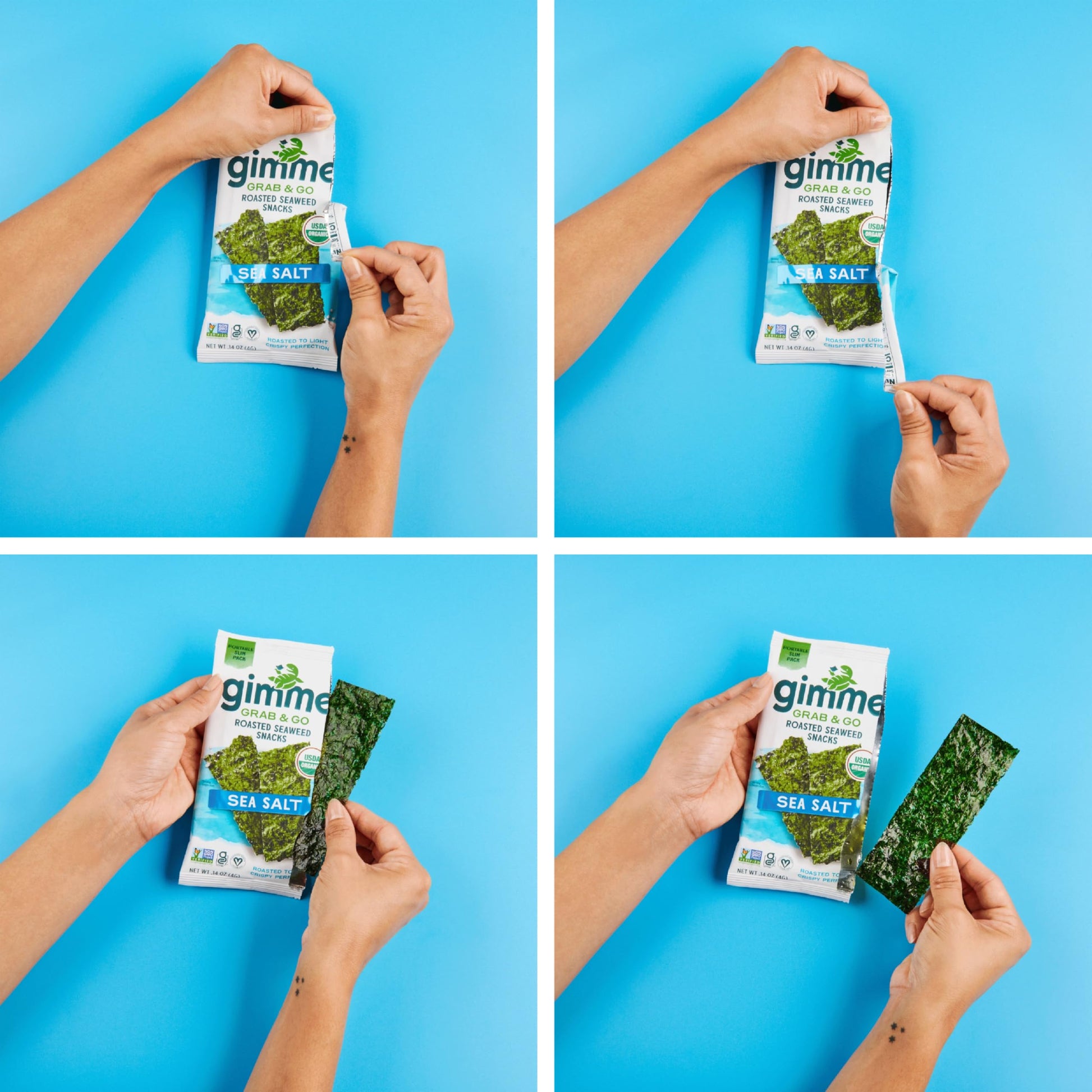 Gimme Seaweed Grab & Go Organic Premium Roasted Seaweed Snacks, Sea Salt & Avocado Oil, 5 Count Trayless, Keto, Vegan, Gluten-Free, Source of Omega3s, Healthy On-The-Go Snack for Kids & Adults - Collins Global Snack Store